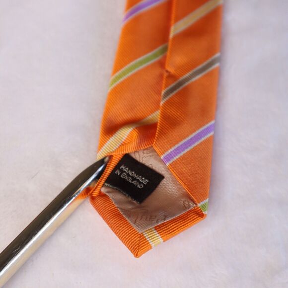 Paul Stuart Men's 100% Silk Designer Repp Multicolor Striped Tie Handmade in UK - Picture 5 of 8
